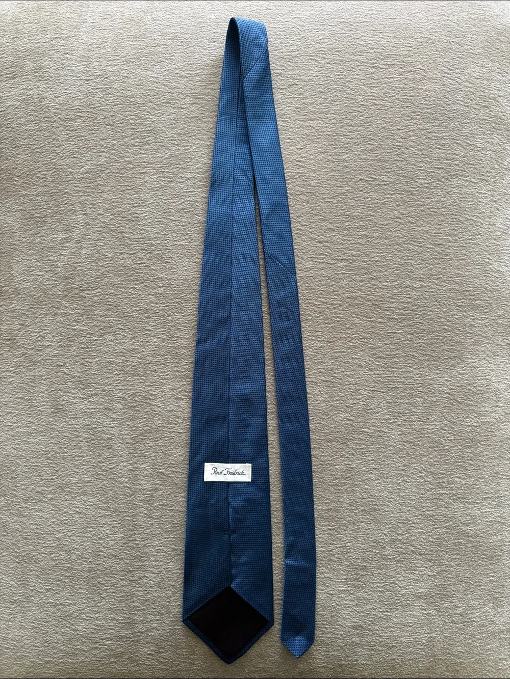 Paul Fredrick Navy Blue Textured Grid Silk Tie Necktie